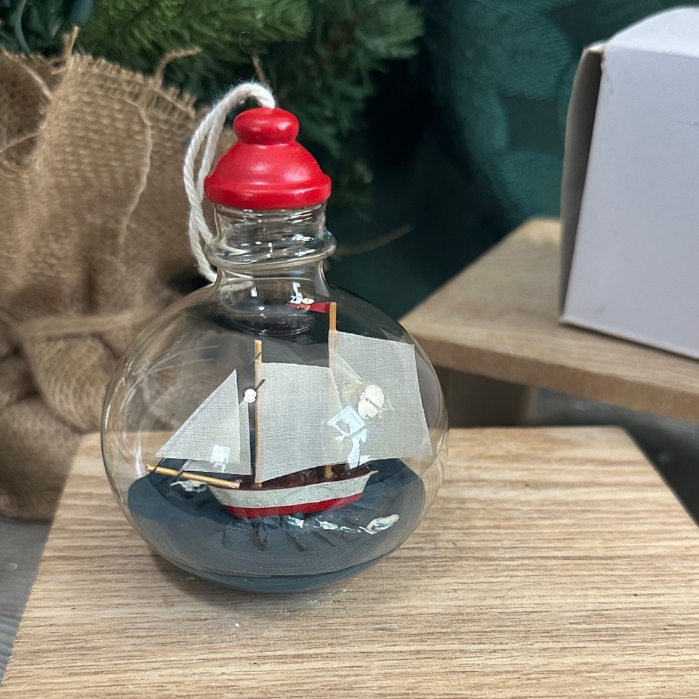 Crate & Barrel Ship-In-A-Bottle
Glass Christmas Ornament Nautical‎